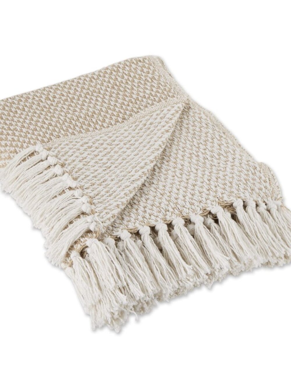 Woven Throw Collection 100% Cotton, Basketweave, 50x60, Stone